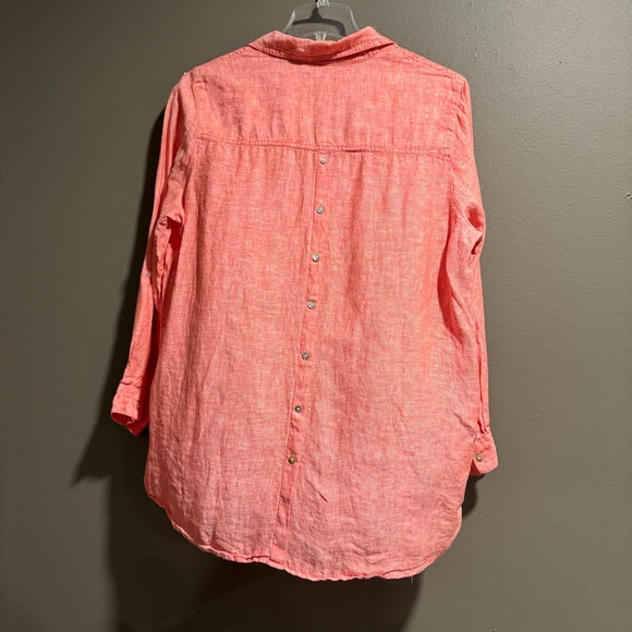 Tahari 100% Linen Roll Tab Sleeves Shirt Size 1X - Picture 2 of 7